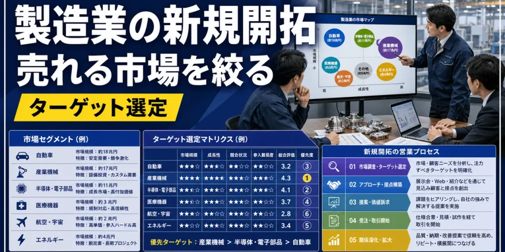 製造業の新規開拓ターゲット選定｜自社技術が売れる市場を絞る方法