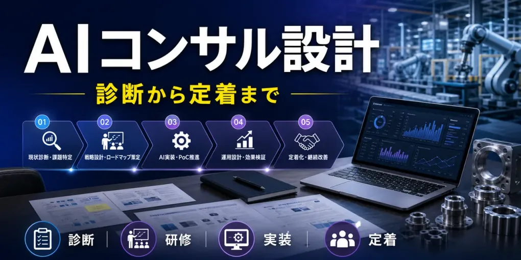 製造業向けAIコンサルの進め方｜診断・研修・実装・定着を一気通貫で設計する