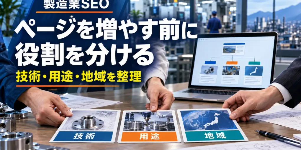 製造業SEOのページ設計｜技術・用途・地域をどう分けるか